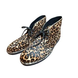 Clarks Desert Boot Leopard Print Ankle Booties Chukka Leather & Calf Hair 11 M